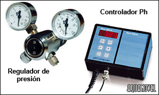 Regulador de presión para botella de CO2 y controlador digital de Ph